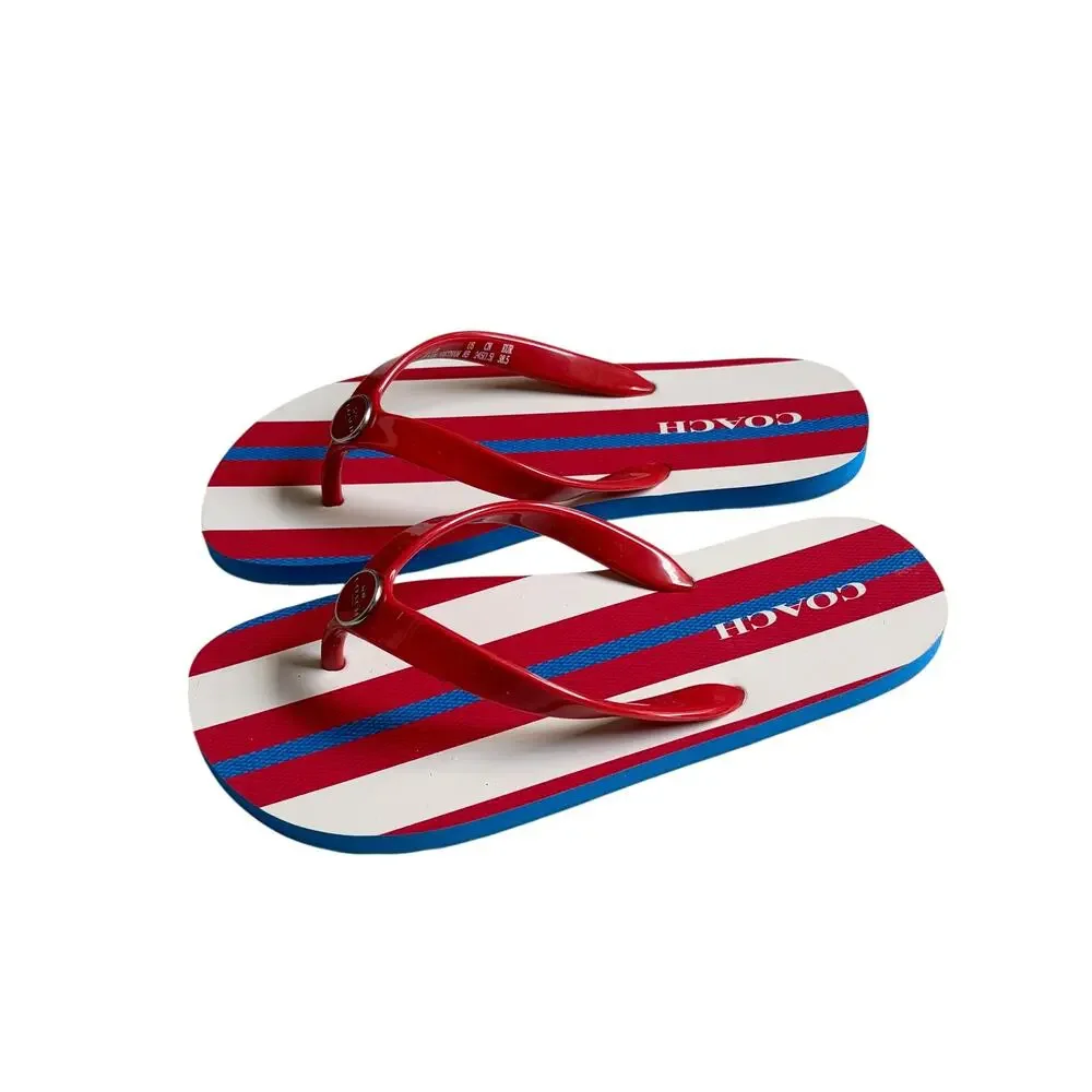 NWOT Coach Zayn Flip Flop Sandals (Miami Red Multi Stripe) - Size 8